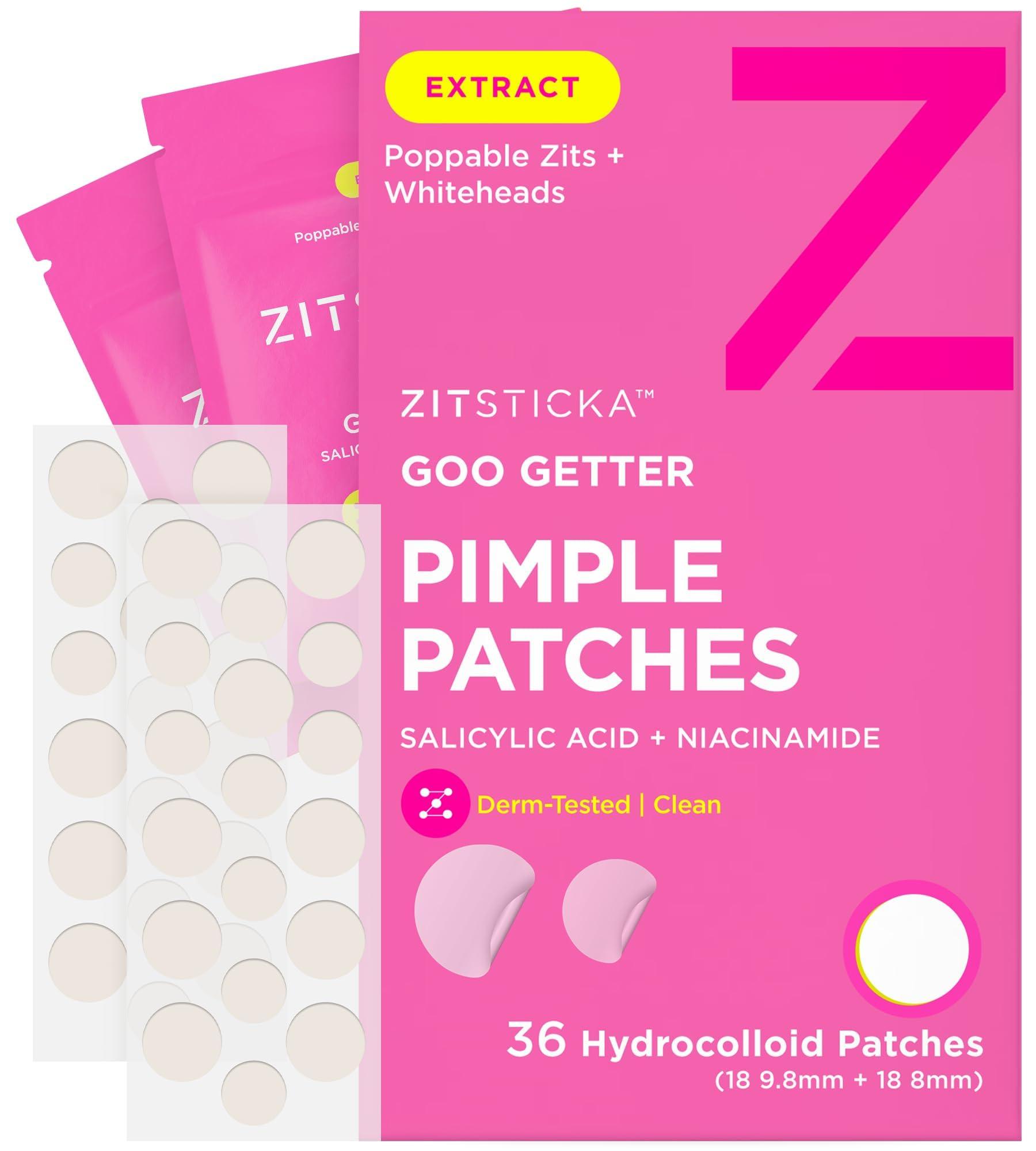 ZitSticka ZitSticka Pimple Patches for Face and Body, Hydrocolloid Patches to Cover Zits, Acne Patches or Zit Spot Stickers, Body Patch (GOO GETTER 36 Pack)