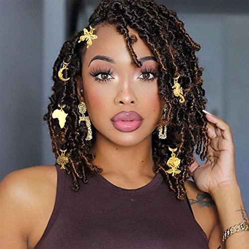 JALANCY 40 Pcs Locs Hair Jewelry Braids Hair Clips Adjustable Hair Cuffs African Style Dreadlocks Hair Beads Butterfly Shell DIY Hair Pendant Charms Hair Decoration for Locs Accessories (Gold and Bronze)