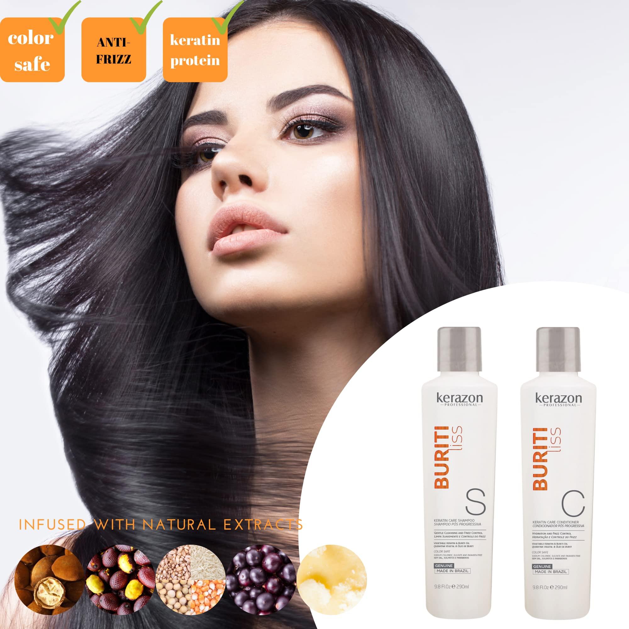Kerazon Professional Kerazon Buriti Liss Keratin Treatment + Sulfate Free and Sodium Free Shampoo & Conditioner KIT