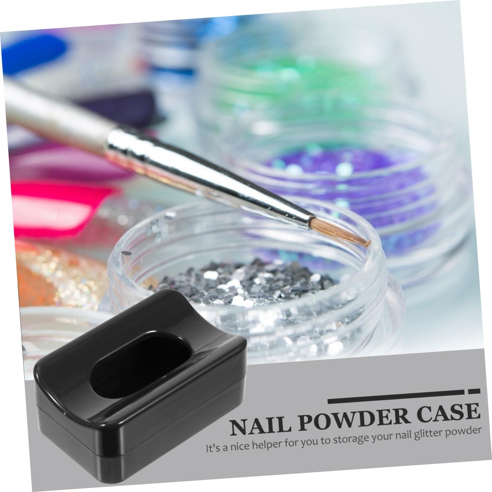Didiseaon Didiseaon 2 Pcs Glitter Storage Box Storage Case Nail Stuff Organizer Black Tray Nail Dip Case Powder Collection Tray Recycling System Manicure Nail Box Charm Plastic