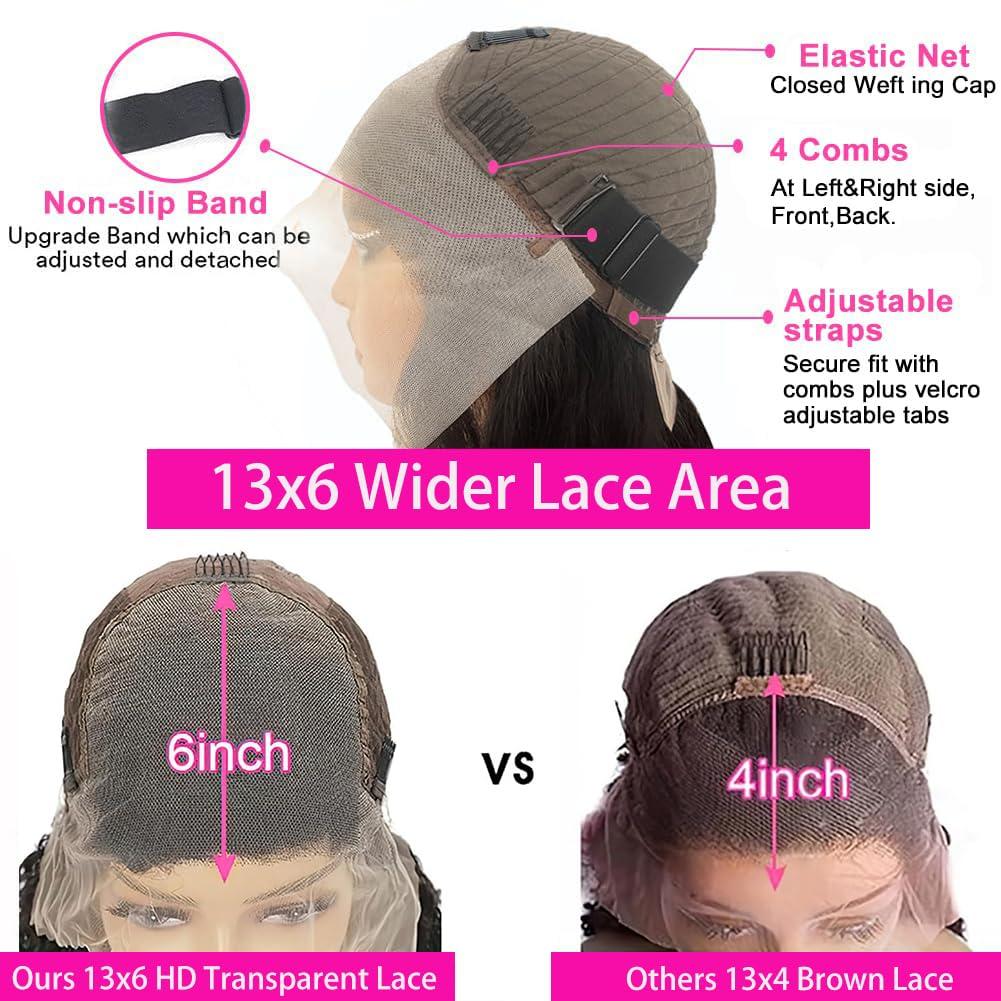 Silinli Silinli 200% Density 28 Inch 13x6 Deep Wave Lace Front Wigs Human Hair Curly Human Hair Wig Curly Wet And Wavy Water Wave HD Lace Front Wigs Human Hair Pre Plucked Frontal Wigs Human Hair