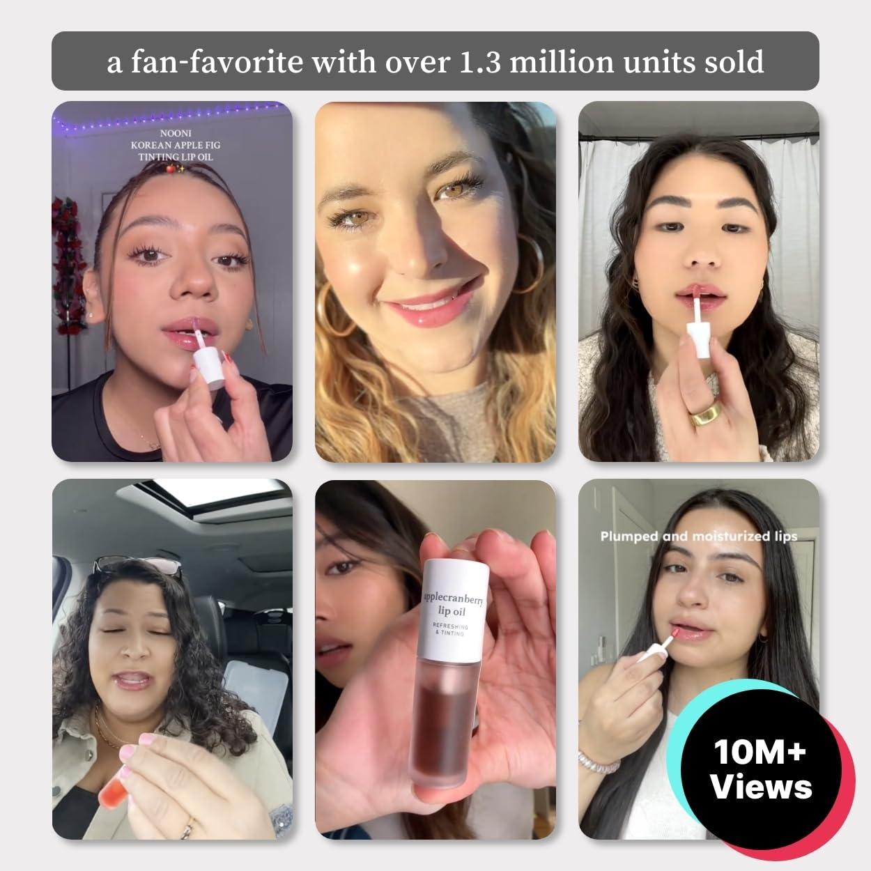 NOONI NOONI Korean Vegan Lip Oil - Appleplum | Lip Stain, Gift, Long-Lasting, Moisturizing, Plumping, Revitalizing for Dry Lips, Waterproof, No Peel Off, Korean Lip Tint 0.12 Fl Oz