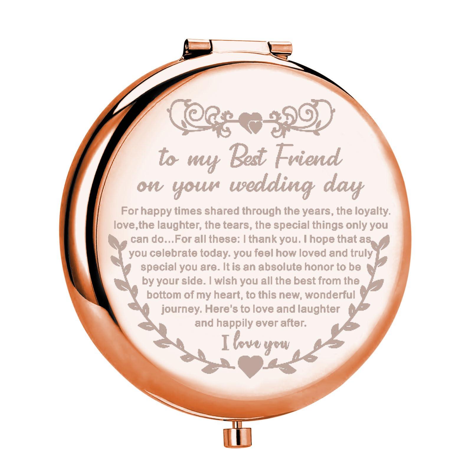 UJIMS UJIMS to My Best Friend on Your Wedding Day Gifts for Bride Best Friend to Bride Makeup Mirror Wedding Gift for Bride (Best Friend to Bride Mirror)