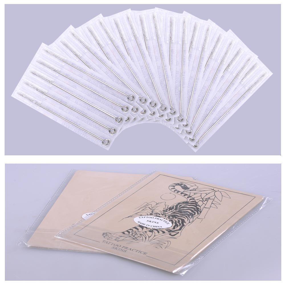 ZeHuoGe Complete Tattoo Kits with 4 Machine Guns, 2 Practice Skins, a Power Supply with LCD Display, 4 Tattoo Grips & a Portable Carrying Case for Tattoo Artists, Starters, Apprentice or Any Tattoo Lovers