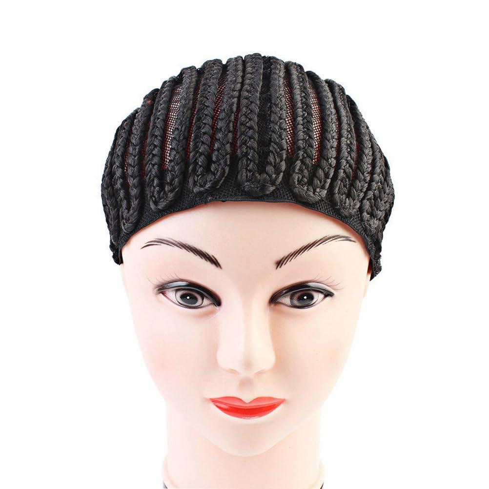 Ipetboom Ipetboom 2pcs Black Braided Wig Cap For Crochet Breathable Cornrow Wig Making Caps Cornrow Wig Cap Braid Headgear for Easier Sew