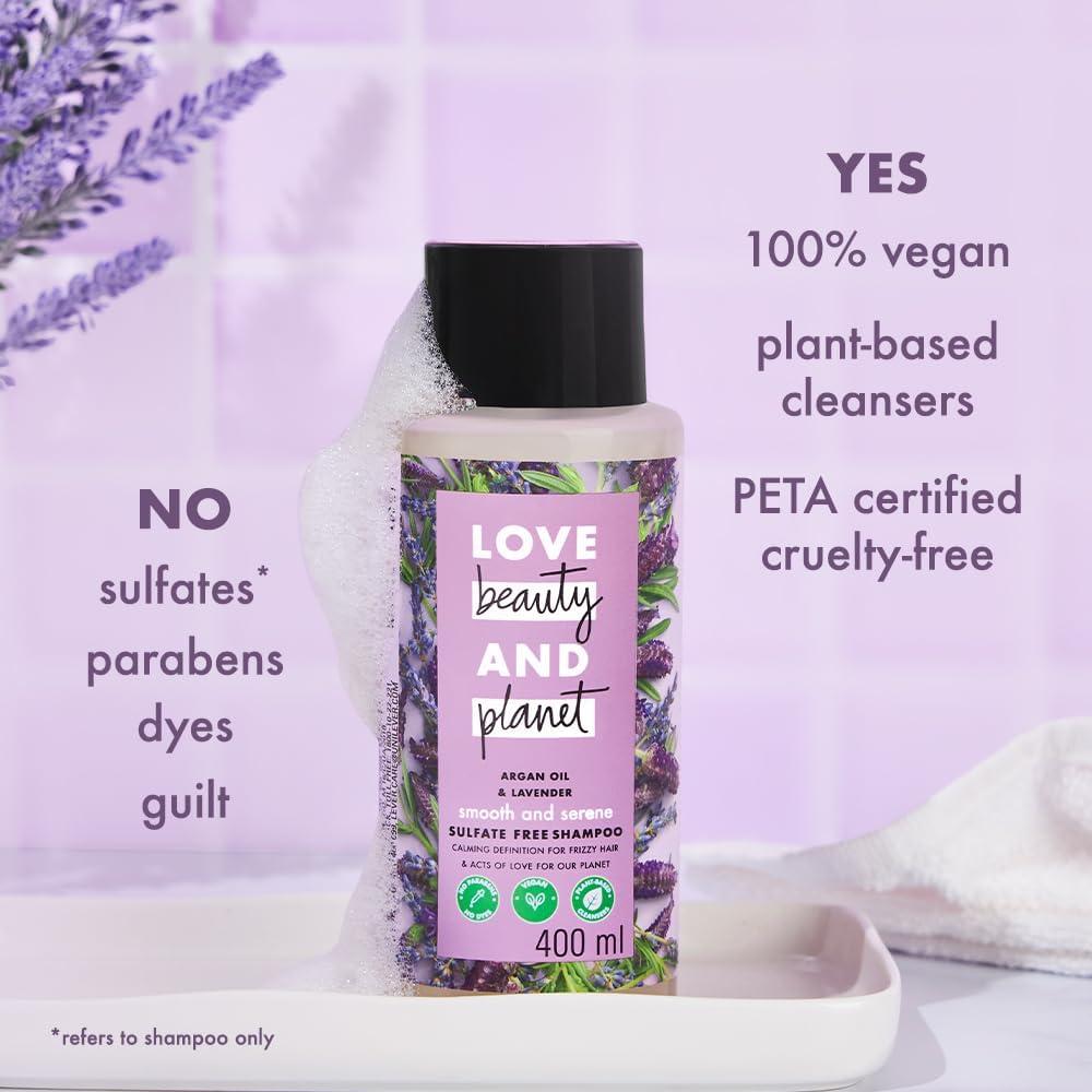 Love Beauty & Planet Generic L.ove Beauty & Planet Argan Oil and Lavender Sulfate Free Smooth and Serene Shampoo|| No Parabens|| No Dyes|| 400ml