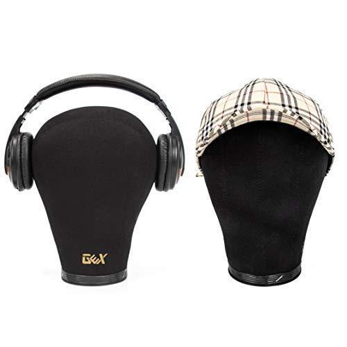 GEXWORLDWIDE GEX 20"-24" Canvas Cork Wig Block Mannequin Head for Wig Making Drying Styling Display with Table C Clamp Stand Holder (Black 22.5")