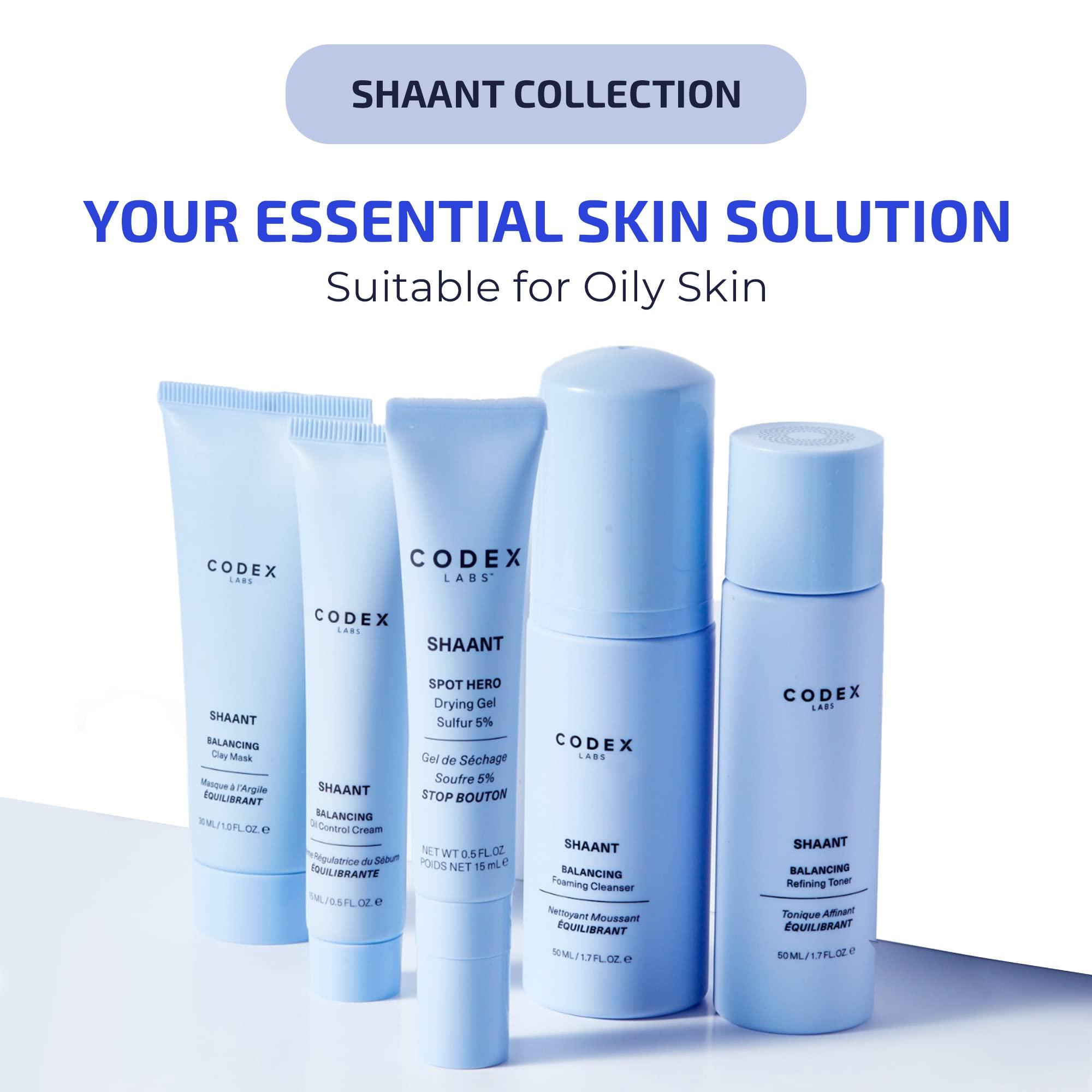 Codex Beauty Codex Labs Shaant Balancing Face Cream - Plant Retinol Alternative & Oil Control - For Acne Prone Skin, All Skin Types - With 1% Bakuchiol, Ashwagandha - Cruelty-Free, Vegan Skincare (50ml)