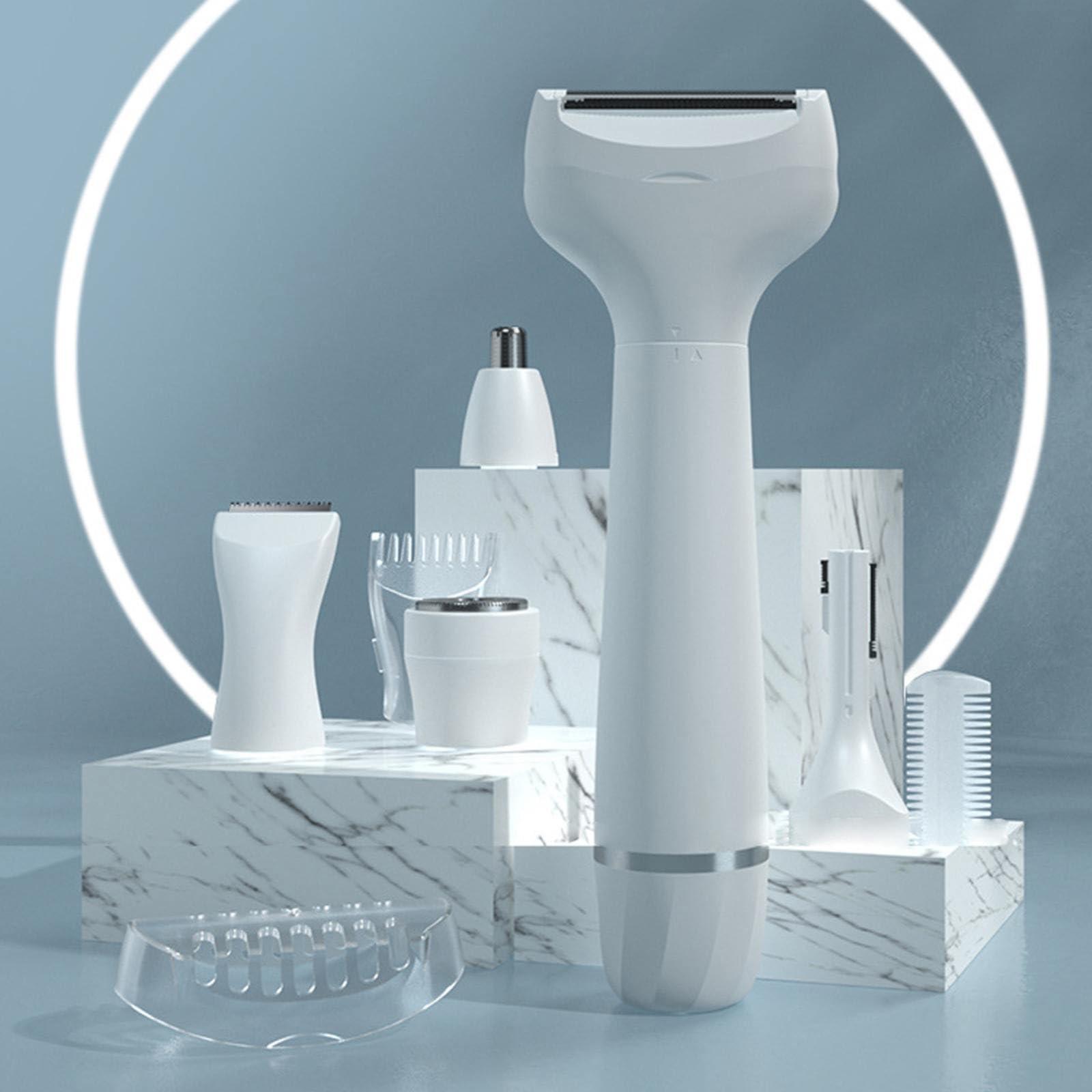 Generic 5 in 1 Electric Shaver Razor,Electric Razors for Women,Bikini Painless Remover for Face Nose Eyebrow Armpit Legs Pubic (Rose Gold)