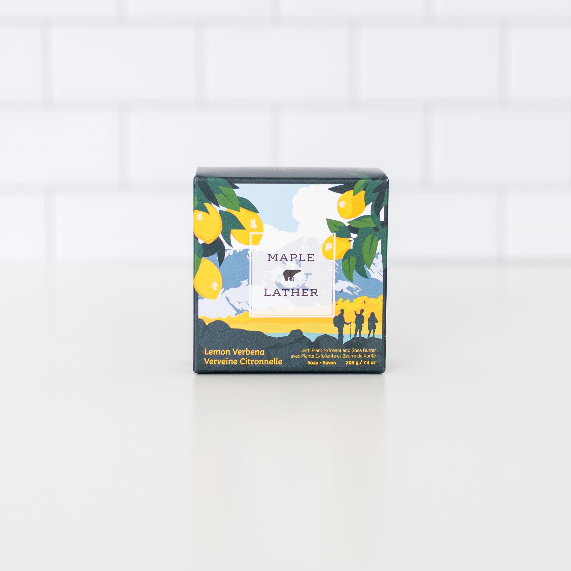 Maple and Lather Maple & Lather Triple Milled Bar Soap with Shea Butter, Lemon Verbena Scent, Long-Lasting, Exfoliating, Moisturing, Sustainably Sourced, 209g - Made in Provence, France