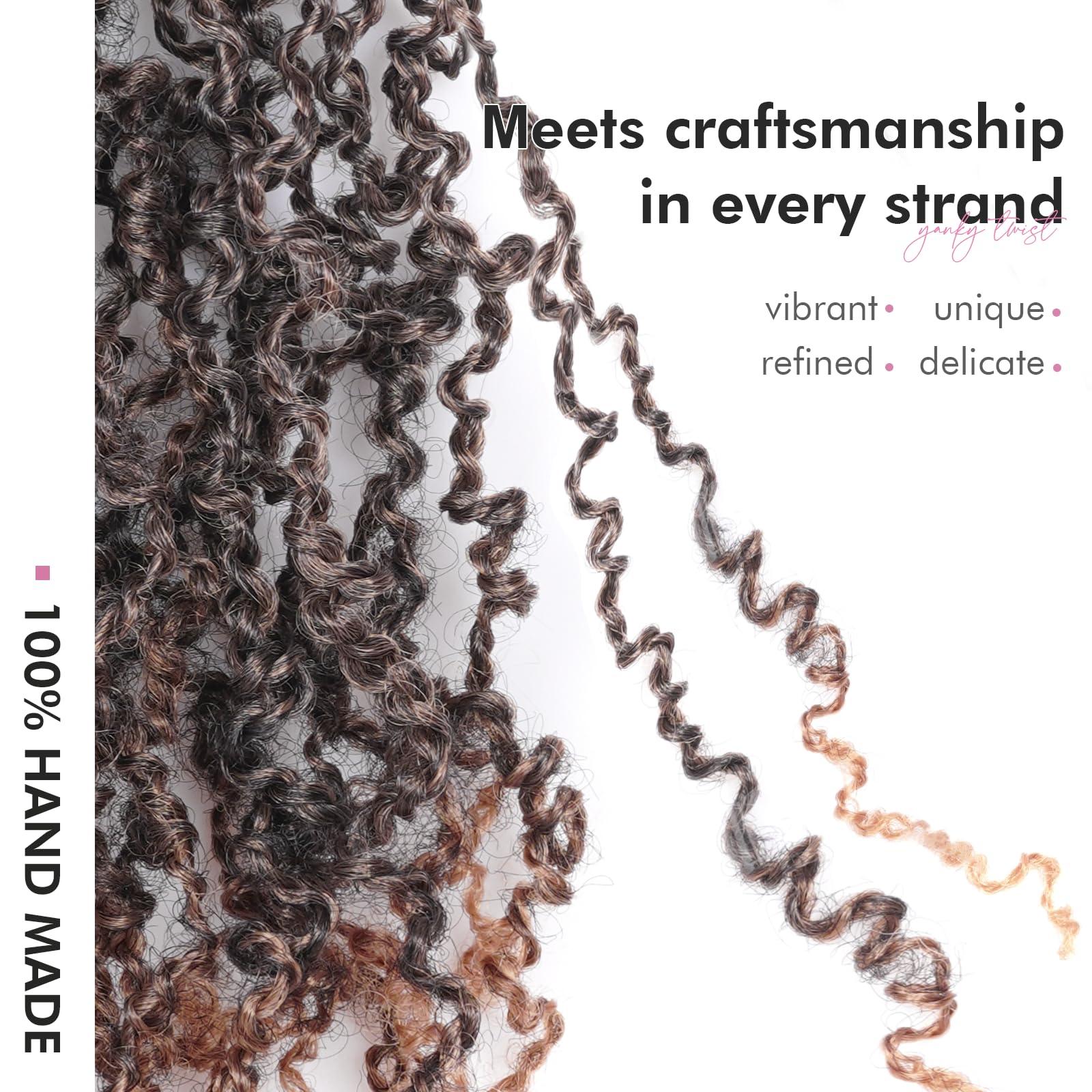 ToyoTress Toyotress Yanky Twist Crochet Hair - 10 Inch 8 Packs (30 Strands/Pcs) Fluffy Spring Mini Twist Short Bob Passion Twist, Ombre Brown Pre-Looped Crochet Braids Braiding Hair (10 Inch, T30-8P)