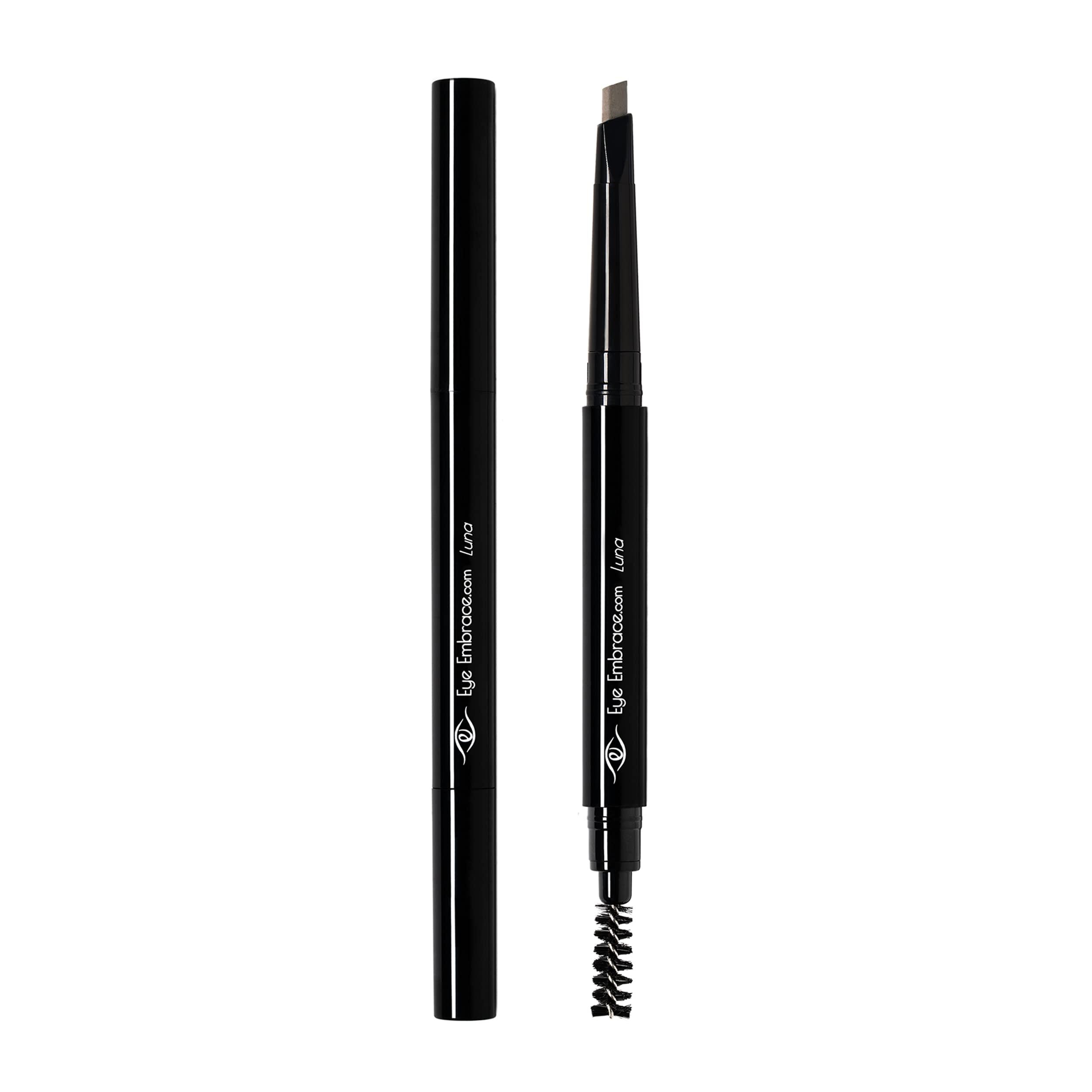 Eye Embrace Eye Embrace Luna: Light Brown-Gray Eyebrow Pencil Waterproof, Double-Ended Automatic Angled Tip & Spoolie Brush, Cruelty-Free