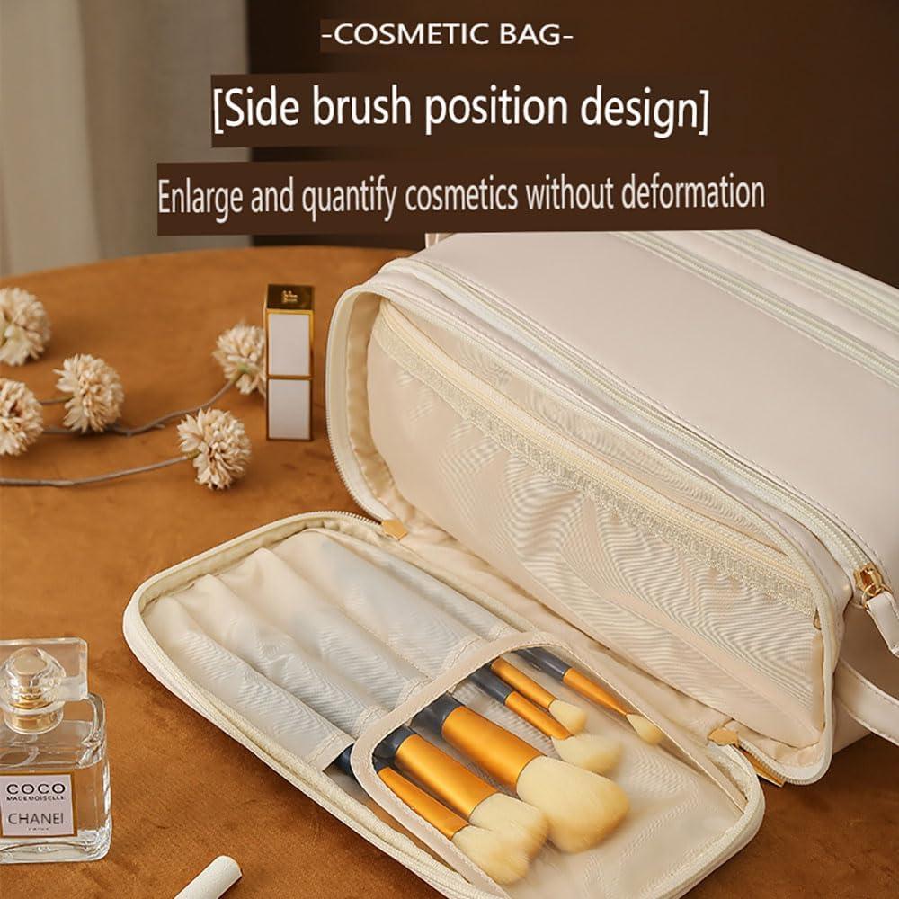 ZLWEI ZLWEI Luxorluxe Makeup Travel Bag,Luxor Luxe Large Capacity Travel Cosmetic Bag, PU Leather Three Layers Makeup Travel Bag (black)