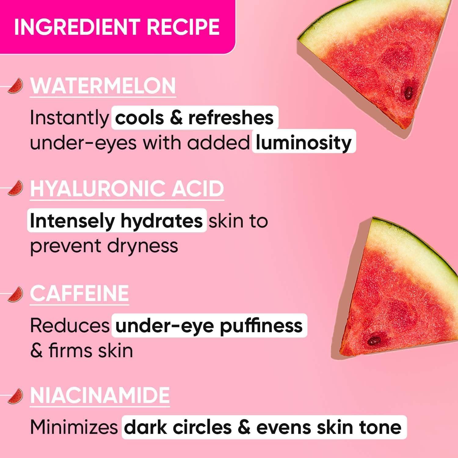 NinthAvenue Basics Dots and Keys Watermelon Cooling Hydrogel Under Eye Patches for Dark Circles & Puffiness Reduction | With Hyaluronic & Niacinamide | Eye Patches | Instantly Hydrates, Cools & De-Puffs | 60 Patches