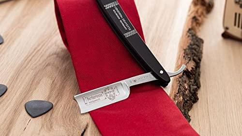 DOVO DOVO Barbarossa Moustache 46581 German Straight Razor | Carbon Steel | 5/8 Size | Full Hollow Ground | Round Point | Shortened Cutting Length | Ebony Wood Handle |, 1 ct.