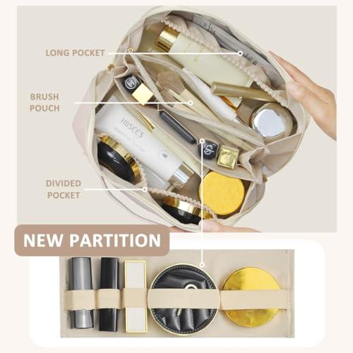 NGIL NGIL Travel Toiletry Bag, Makeup Bag, Cosmetic Bag, Portable Travel Makeup Bag, Large Capacity Cosmetic Organizer for Women, FREE COMPACT MIRROR INCLUDED (White, Large)