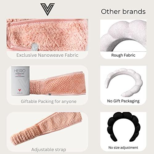 VOLO VOLO Cloud Pink Spa Headband for Women | Hair Band for Makeup, Washing Face, Skincare, Facial, Shower & More | Ultra-Soft, Absorbent, Stretchy, Non-Slip | Fits All Head Sizes | Microfiber