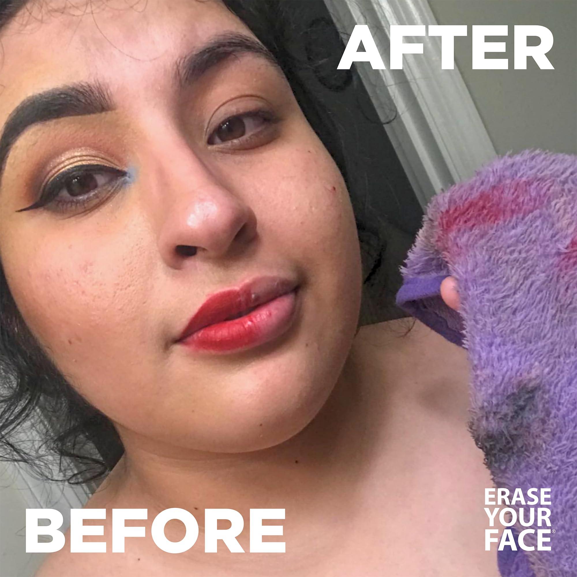 ERASE YOUR FACE ERASE YOUR FACE Makeup Remover Cloths - Reusable Microfiber Face Towels to Cleanse & Remove Makeup - Water Activated, Dual-Sided Design for Easy Use (4 Count)