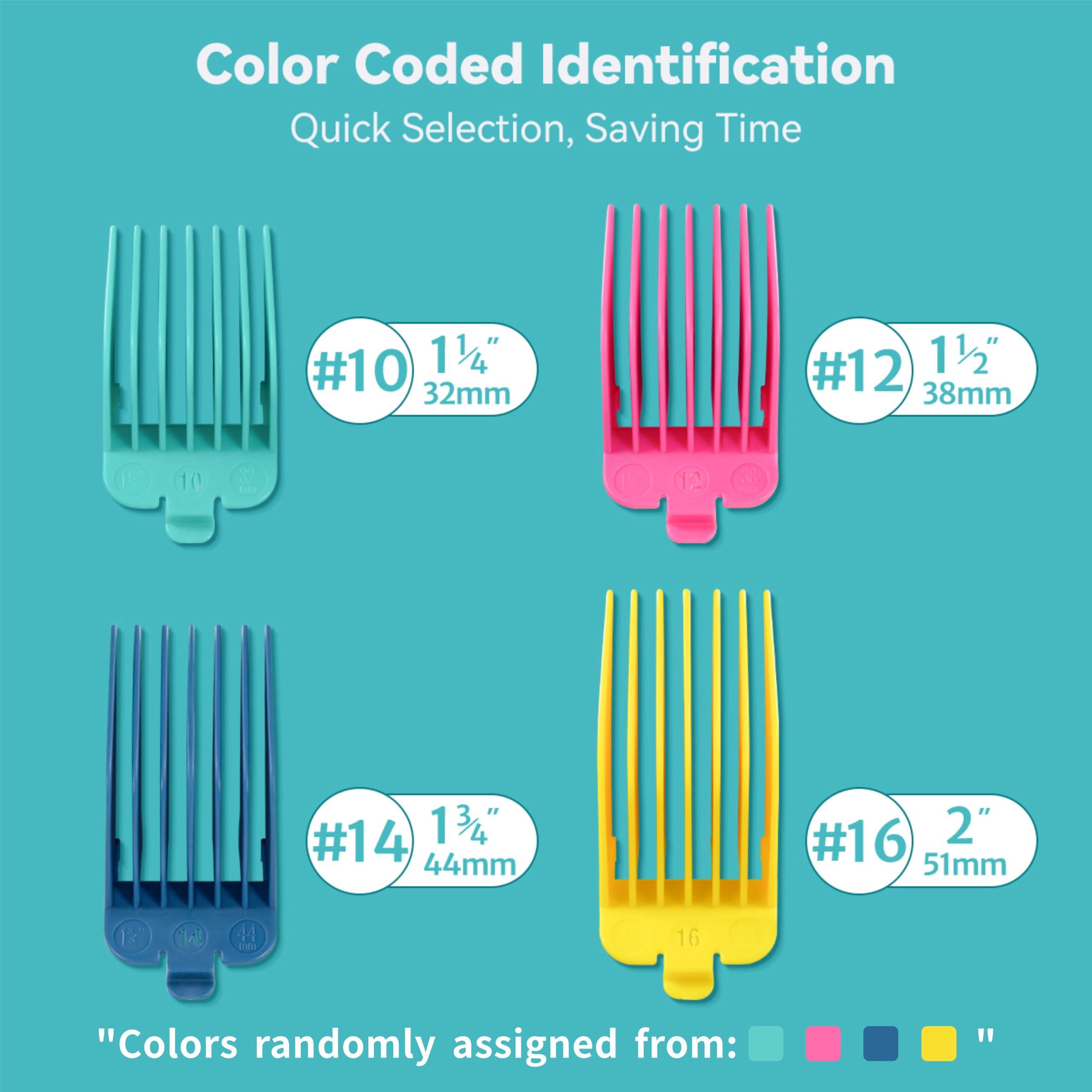LAVEST Clipper Guards 16 14 12 10 Fits for Most Wahl Clippers and Babyliss FX870, Color Coded Clipper Combs Replacement - 1.25", 1.5", 1.75" & 2"