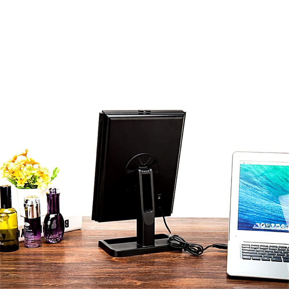 IFGSEQQQ IFGSEQQQ Led Trifold Mirror Vanity Mirror with Lights Simple Shape Dimmable Touch Control Design Portable High Definition Dual Power Supply for Bathroom