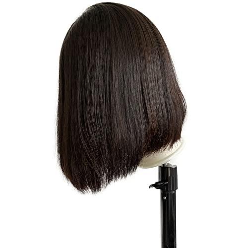 IVGTOP IVGTOP Straight Bob Virgin Hair Jewish Wig Kosher Wigs European Hair Double Drawn Weft Silk Top None Lace Wig For Women Thick End Wigs (12inch, 1B Natural Black)