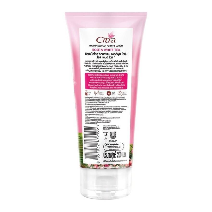 Boots Ingredients CITRA Hydro Collagen Perfume Body Lotion Rose White Tea 6.76 Fl Oz. (Pack of 4)