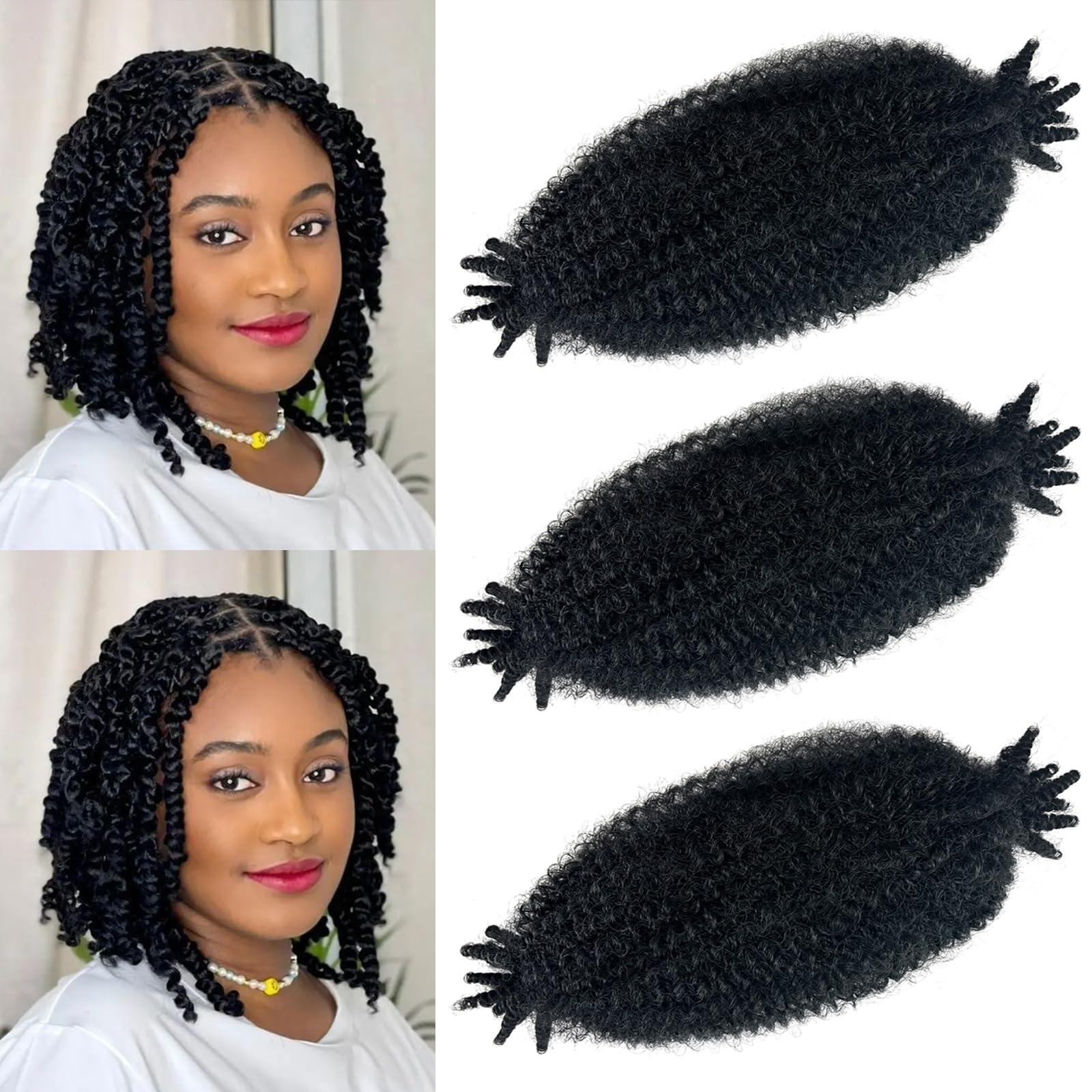 Hodgeous 3 Packs Marley Twist Braiding Hair, 12 Inch Pre-Separated Springy Afro Twist Hair Kinky Twist Crochet Hair Braids for Distressed Soft Locs Spring Twist Hair for Women (12 Inch (Pack of 3), 1B)