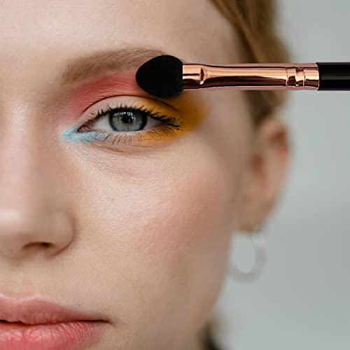 UorPoto Professional Eyeshadow Applicators Sponge tip Reusable UorPoto 10Pcs Women Blendable Round Foam Makeup Eyeshadow Brush Applicator Set Washable