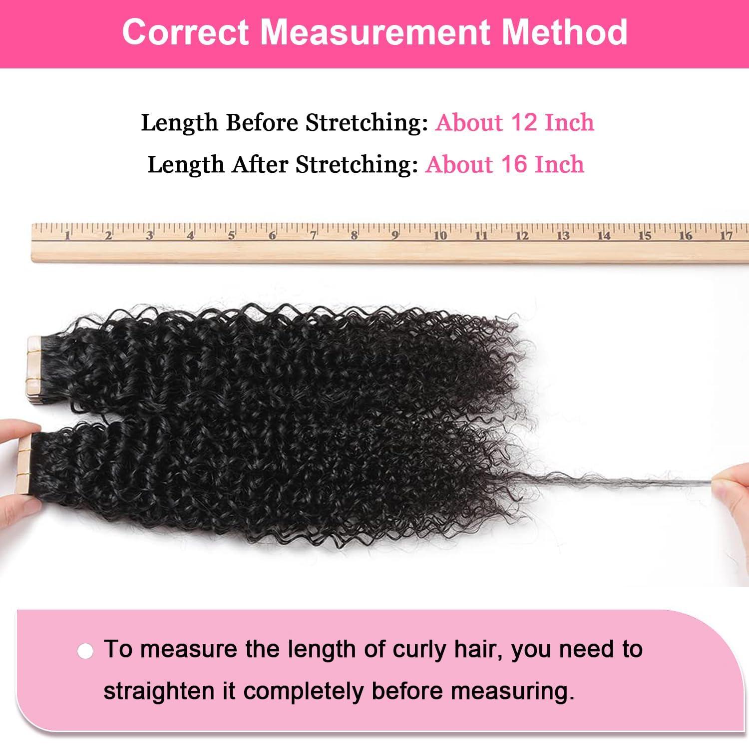 Hotlulana Hotlulana 60pcs Tape in Hair Extensions Human Hair Full Head 3c 4a Kinky Curly Human Hair Tape ins for Black Women Invisible Seamless Skin Weft Curly Hair Extensions 22 Inch 150g