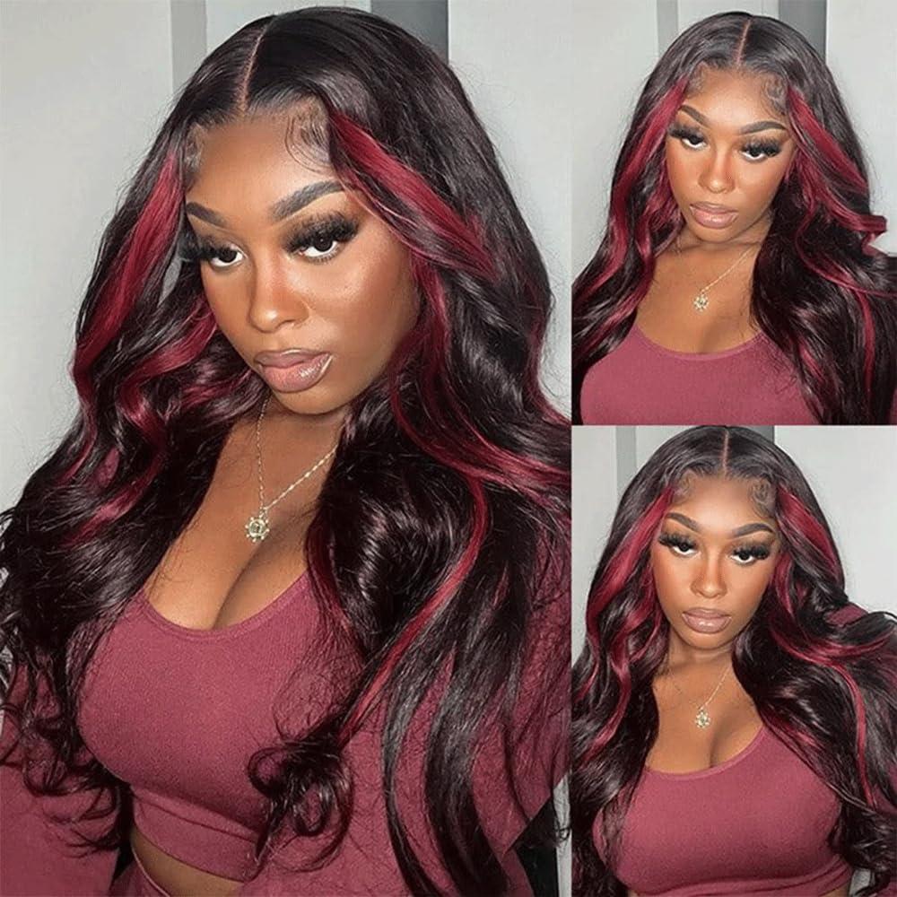 SUHKRPT 14 16 18 Inch P1B99J Bundles Highlight Body Wave Human Hiae Bundles Two Tone Black Mixed With 99J Burgundy Bundles Wine Red Body Wave Bundles Hair Extensions