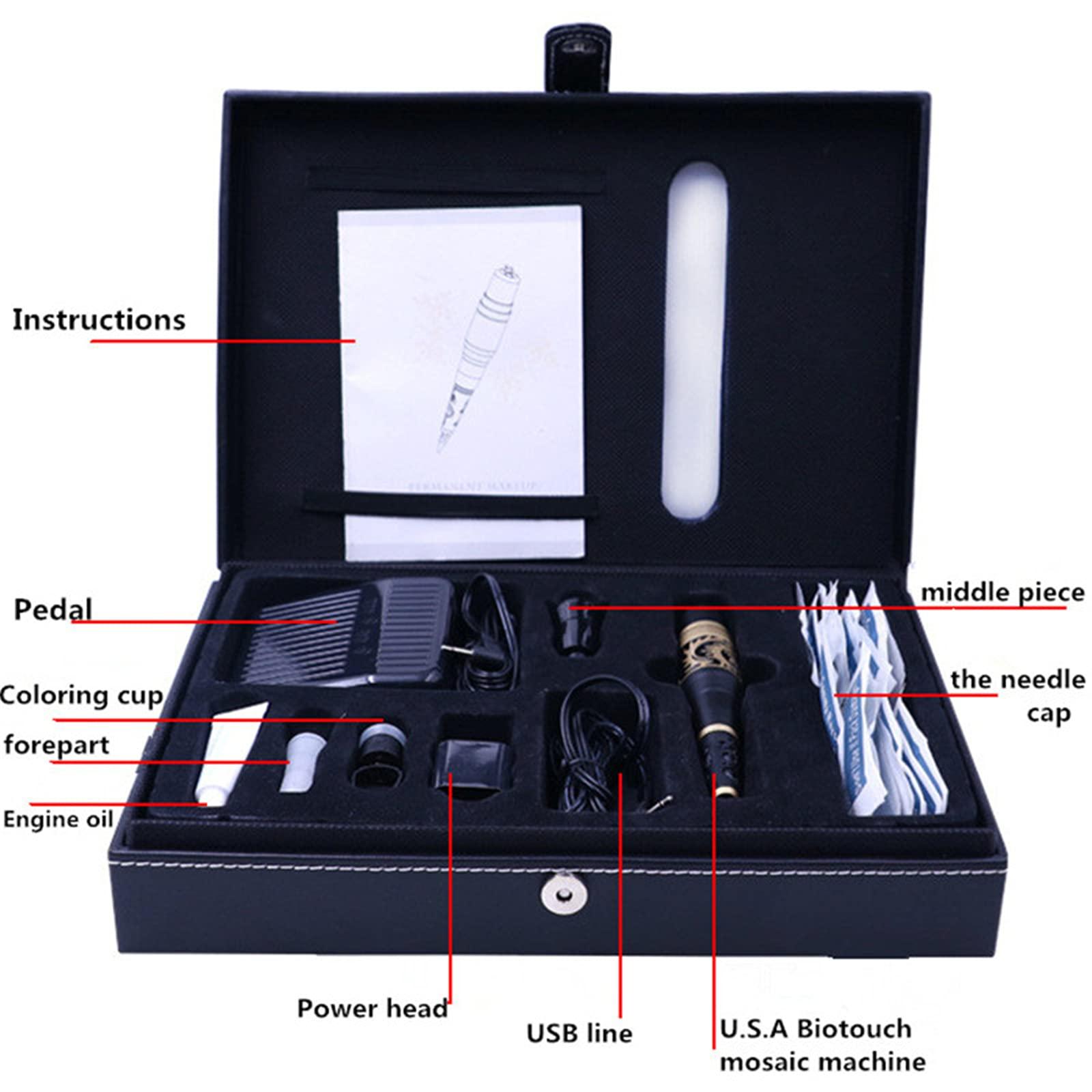 SMax SMax Professional Golden Dragon Permanent Makeup Machine Kits Taiwan Original Eyebrow Eyeliner Lip Cosmetic Tattoo Machine with Tattoo Needle,B