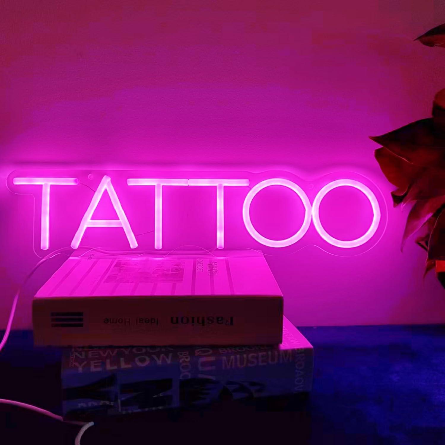HFHungkeong HFHungkeong Dimmable Tattoo Neon Sign,Pink PersonNeon Signs,Reusable Arylic Tattoo Led Sign with Dimmer for Tattoo Salon, Studio, Shop Plaque,17x4in(Pink)