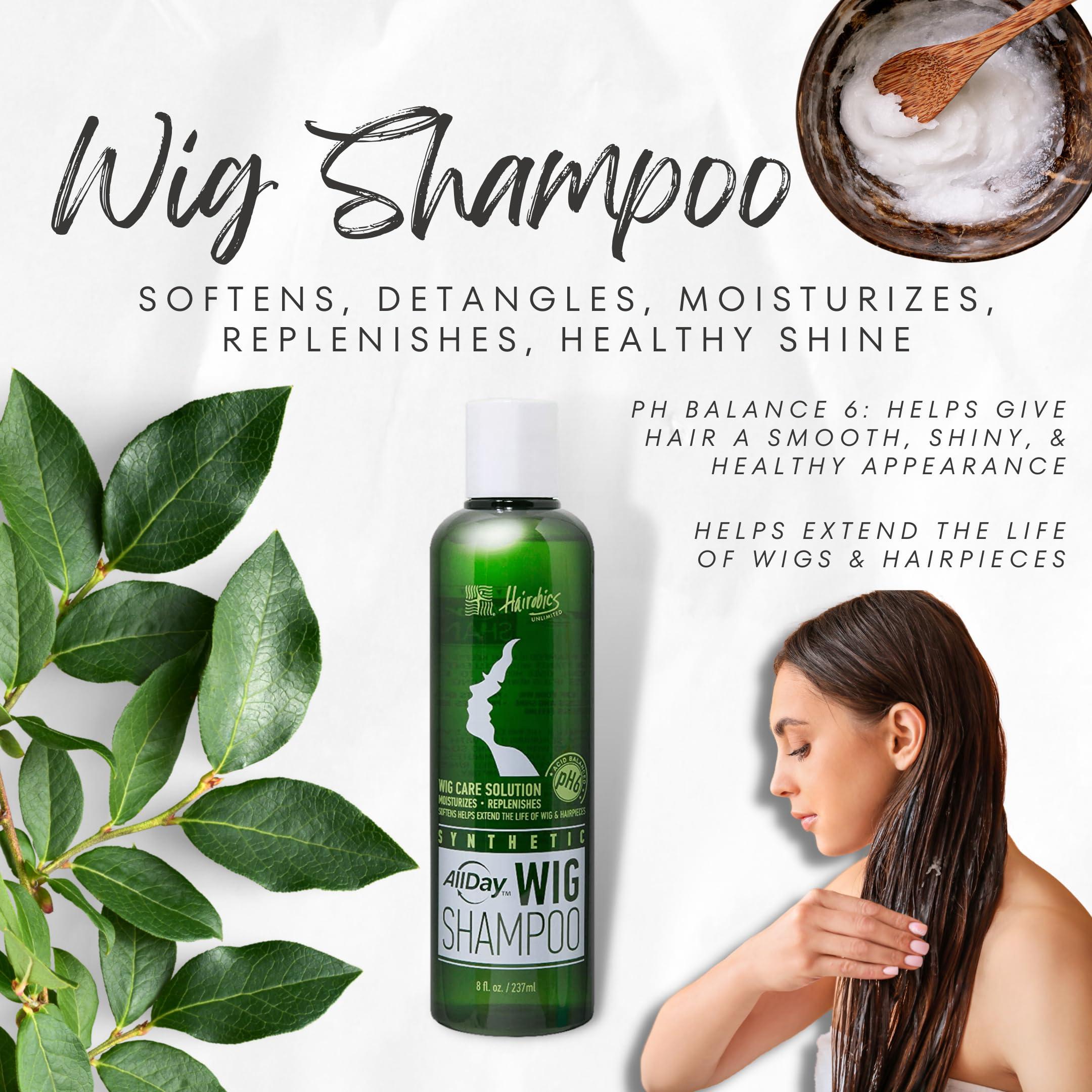 AllDay Locks AllDay Synthetic Wig Spray & Shampoo Bundle (8 oz Each) | Cleanse, Extend, Revitalize, Refresh, Soften, Hydrate, Detangle Wigs & Hairpieces | Grape Scent