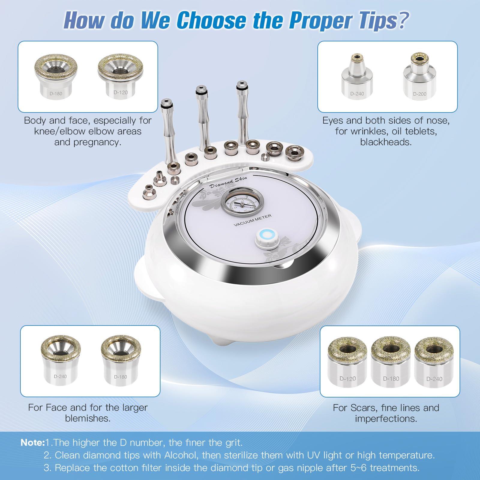 TopDirect 3 in 1 Diamond Dermabrasion Microdermabrasion Machine, TopDirect Facial Skin Care Salon Equipment w/Vacuum & Spray + 200PCS Cotton Filters (Strong Suction Power: 65-68cmhg)