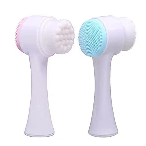 NUOYA 3D Face Cleaning Massage Facial Cleansing Brush,Face wash Product Skin Care Tools Double Side Silicone Face Cleansing Brush Portable face Brush Facial Care Cleaning Massage Brush face