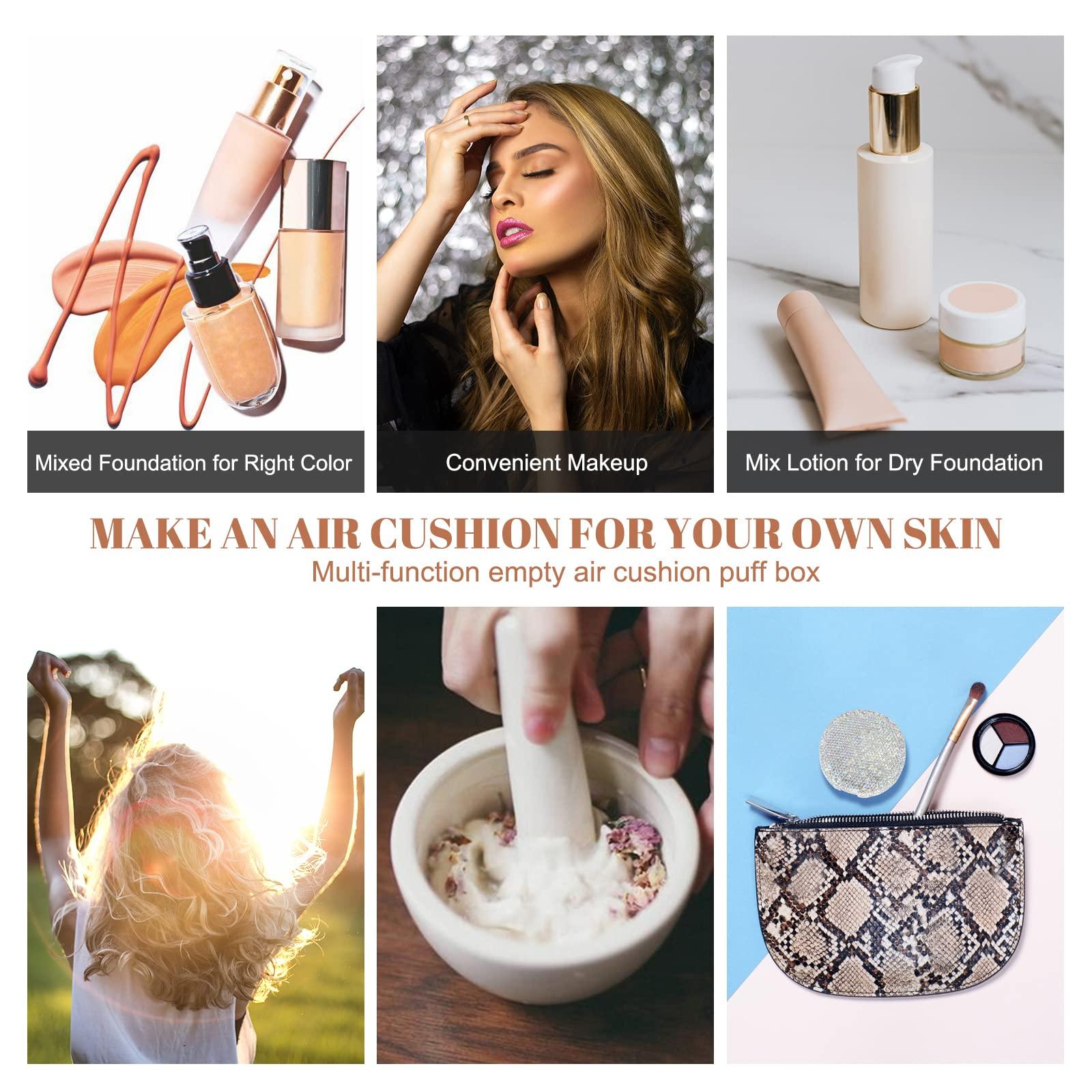 KEYPOWER KEYPOWER Makeup Powder Empty Box with Bling Diamond Loose Powder Compact Empty Container with Powder Puff and Mirror Refillable for Home or Trip (White)