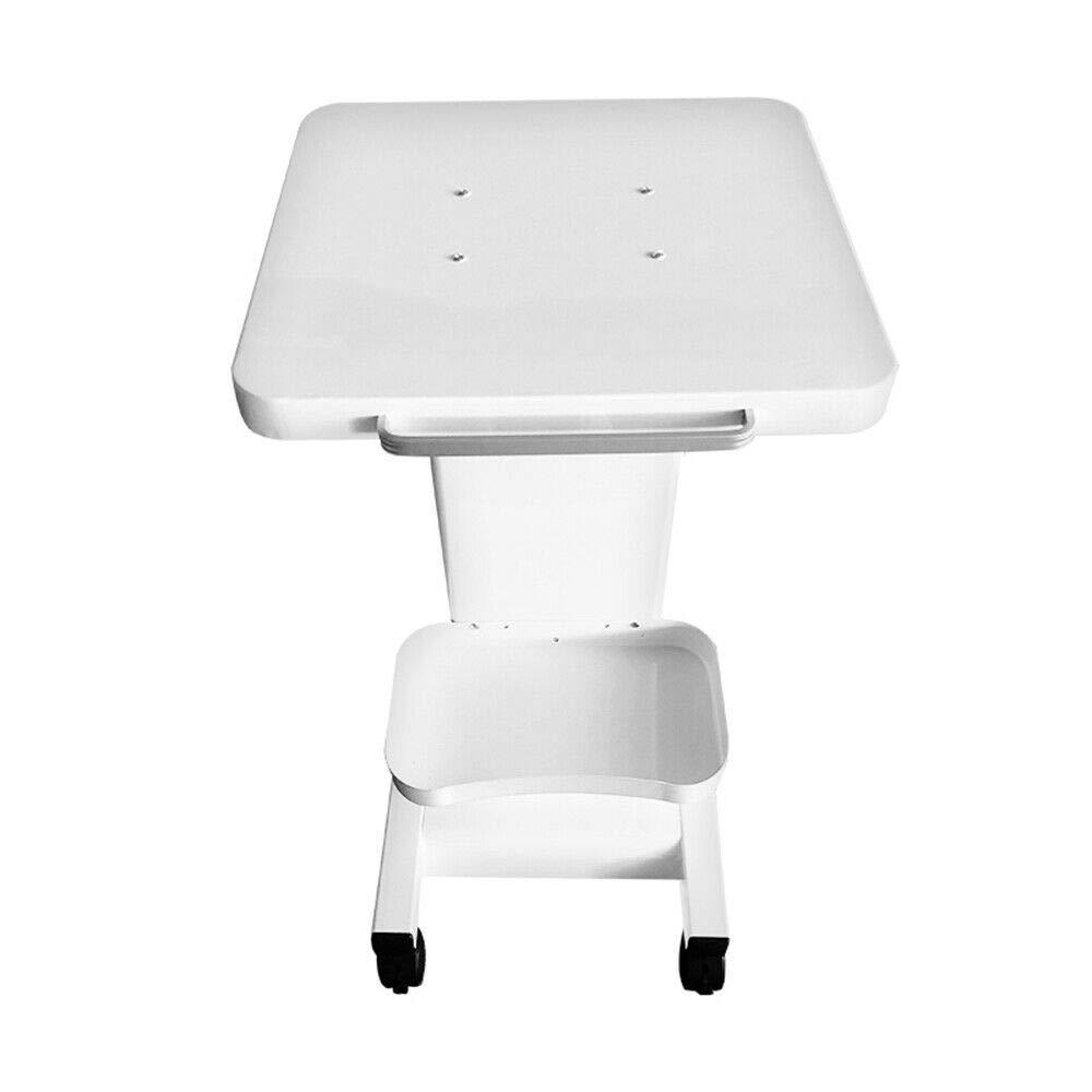 VPABES White Beauty Equipment Cart, 4 Wheels Mobile Beauty Salon Trolley Cart Pedestal Rolling Cart, Multi-Purpose Aluminum Alloy Spa Barbershop Rolling Trolley Cart with Wheels and Tray (White with Socket)