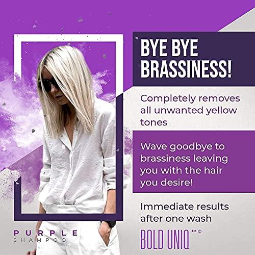 BOLD UNIQ BOLD UNIQ Heat Protectant Spray for Hair & Purple Shampoo Bundle. Thermal Protector up to 450ºF. Eliminates Brassy tones from Blonde, Platinum, Ash, Silver & Gray Hair. Sulfate-Free