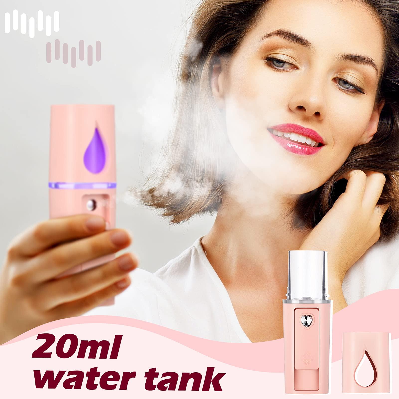 Honoson Eyelash Fan USB Portable Lash Dryer Nano Facial Mister Face Mister Portable Facial Steamer with 20ml Water Tank Rechargeable Handheld Mini Fan Lash Dryer Eyelash Extension(Pink)