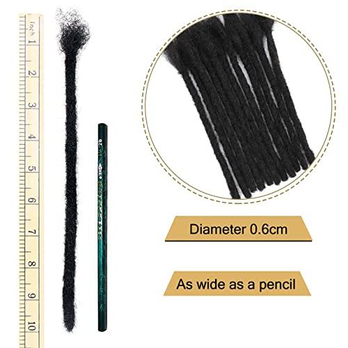 Lyummy Loc Extensions Human Hair 100% Human Hair 6 Inch 22 Strands Dreadlock Extensions for Men/Women Full Head Handmade 0.6cm Thinner Can Be Dyed Bleached Curled and Twisted Natural Black Loc Extensions