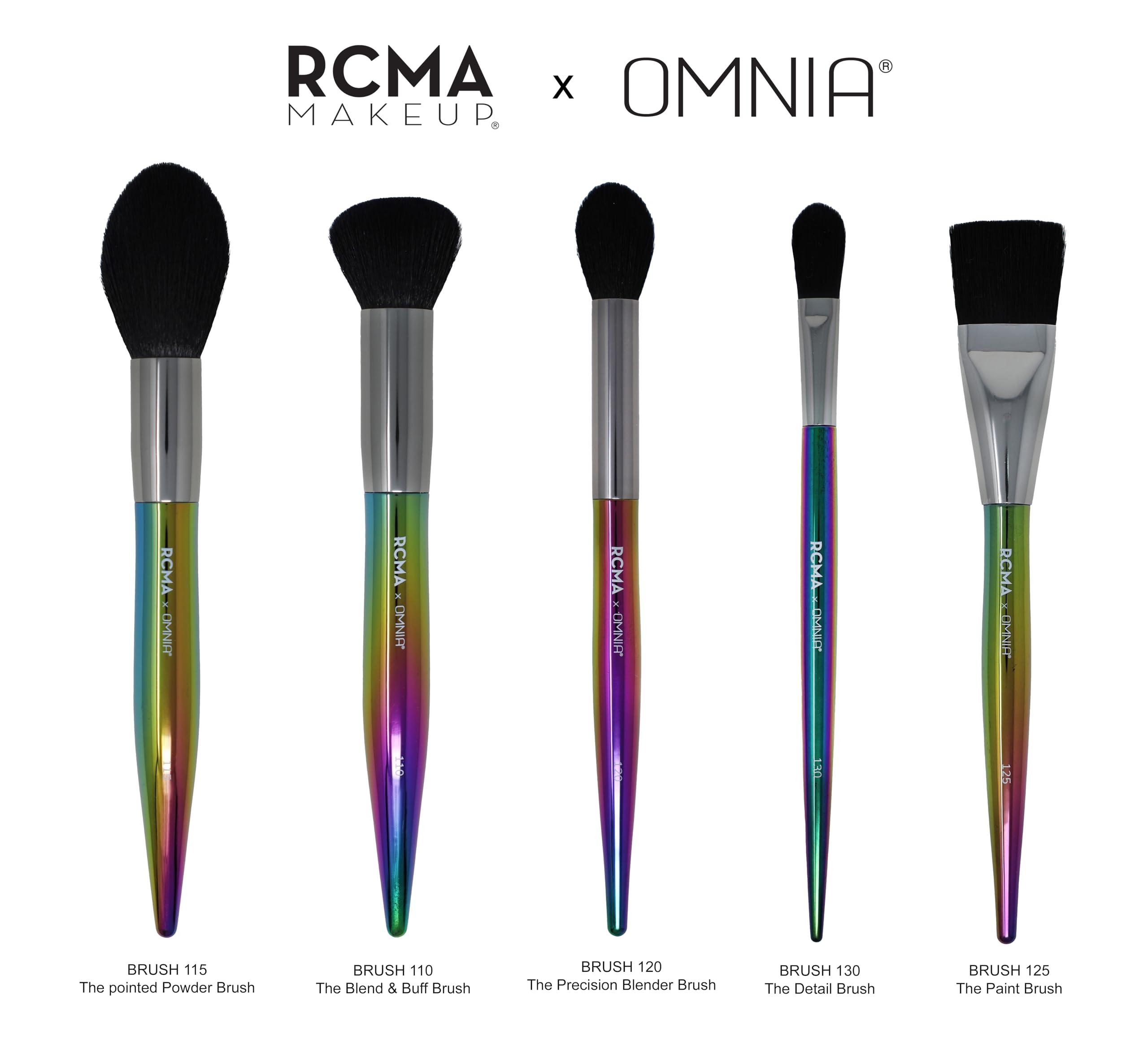 RCMA Makeup RCMA Makeup x Omnia Professional Brush Set 5pc | Premium | Synthetic Fibers | Iridescent Acrylic Handle | Face Powder, Complexion and Foundation Brushes