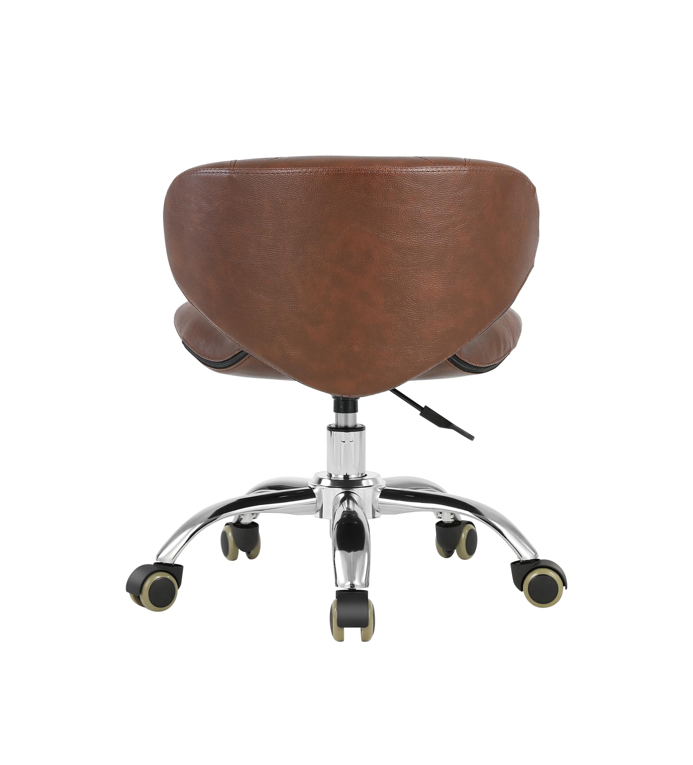 FigaroAct FigaroAct Pedicure Stool Hydraulic Height Adjustable with Back Support for Nail Salon Manicure Tech Pedicure Spa (Brown)
