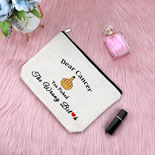Sfodiary Cancer Awareness Gift for Women Makeup Bag Cancer Fighter Survivor Gift Cancer Gift for Chemo Patient Chemotherapy Gift for Women Recovery Gift Christmas Inspirational Gift Travel Cosmetic Bag