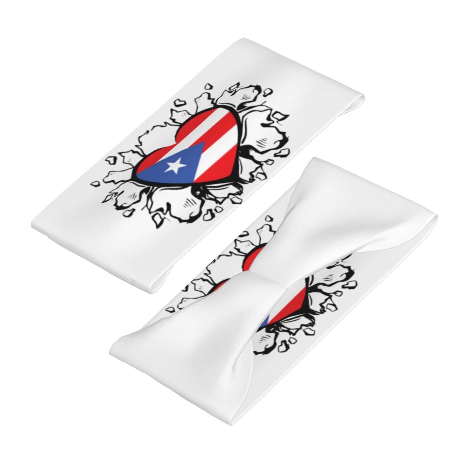 MANQINF Puerto Rico Flag Headbands Non Slip Sweatband Fashion Summer Hair Bands for Tennis,Basketball,Running,Gym,Working Out