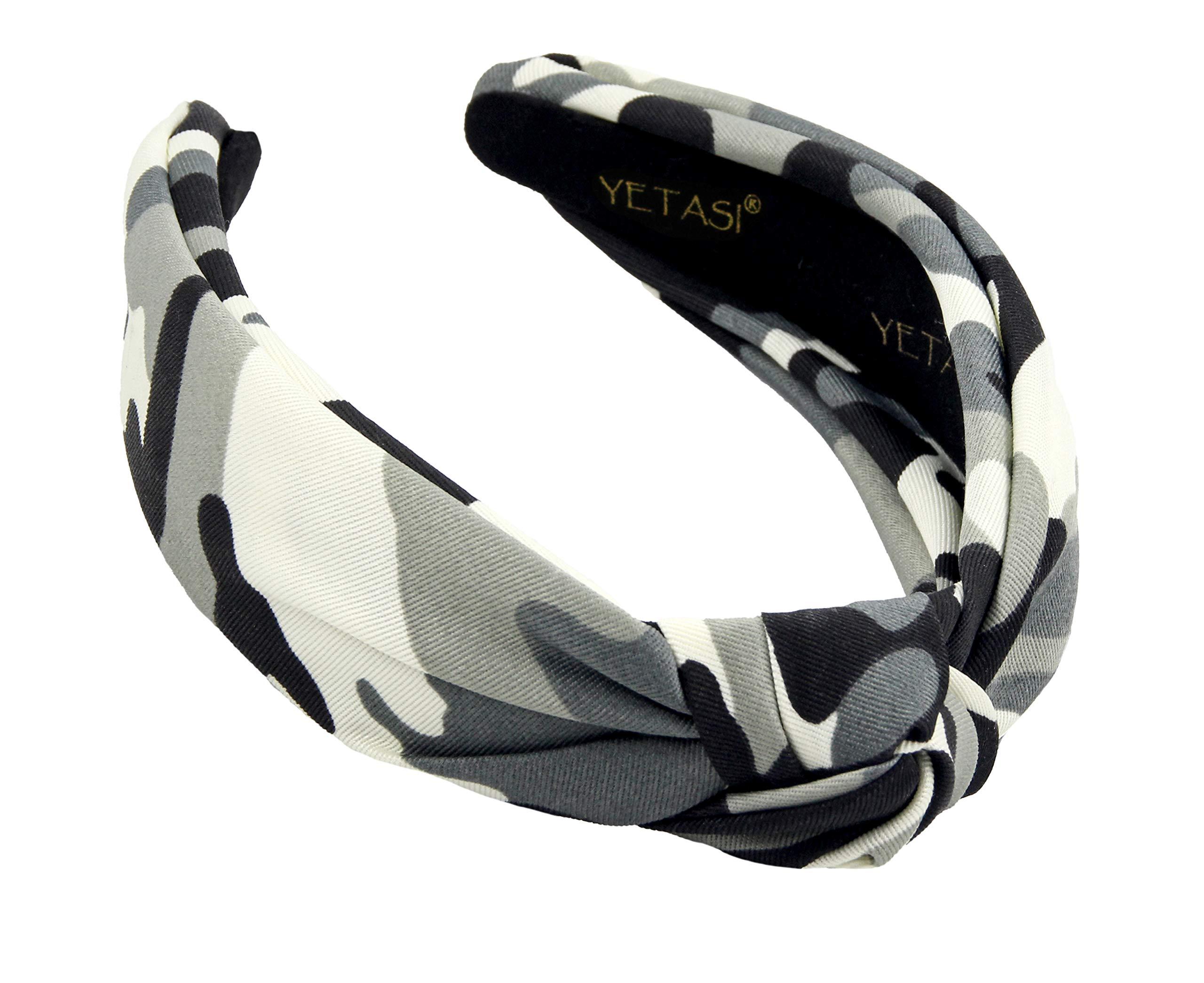 YETASI YETASI Gray Headband is Chic. Camo Headbands for Women is a Unique Army Knotted Headband for Women Grey Knot Headband