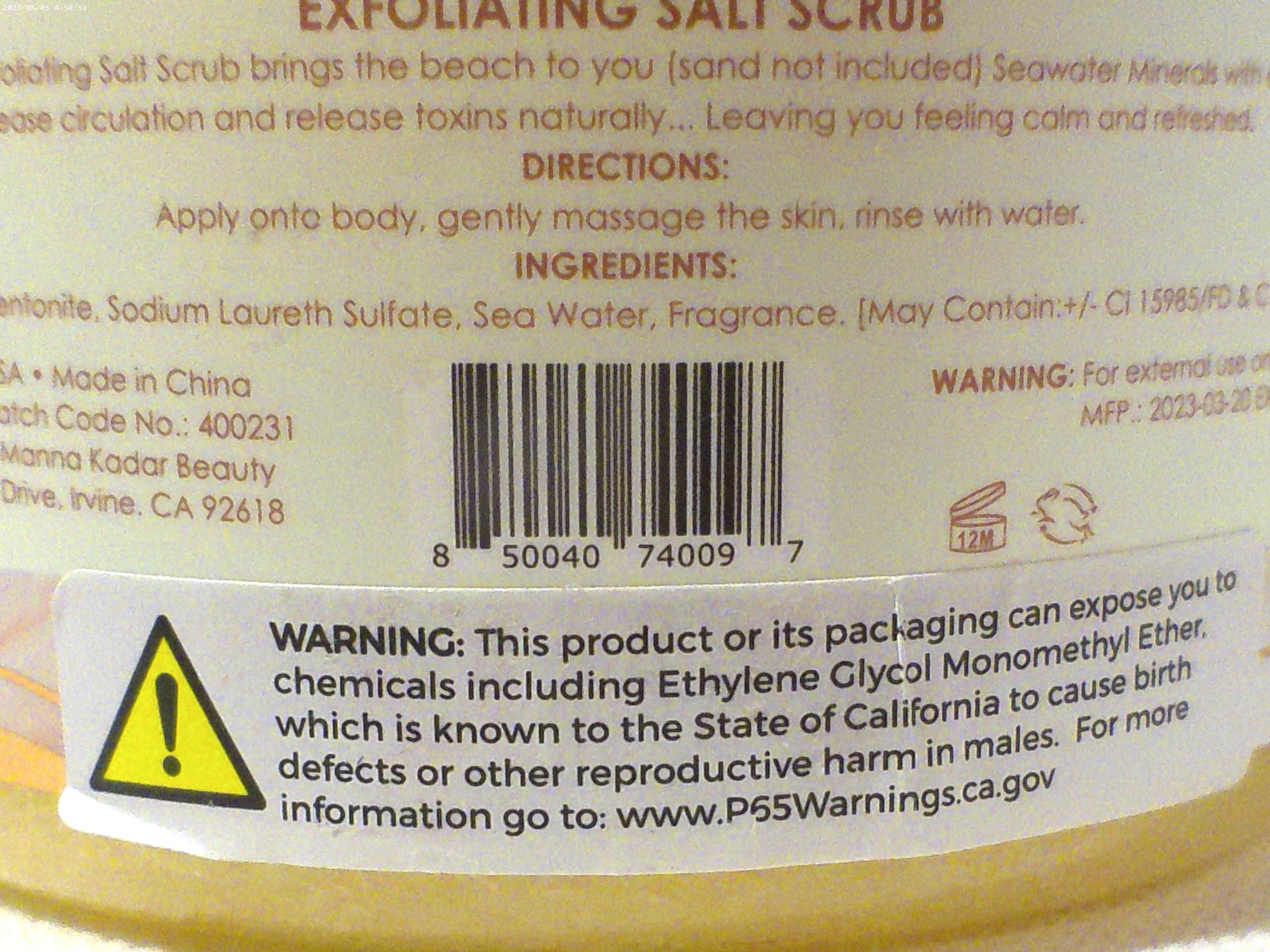 Manna Kadar Manna Kadar Sea Minerals Exfoliating Salt Scrub, Coconut Hibiscus, 1.21 Pound (Pack of 1)