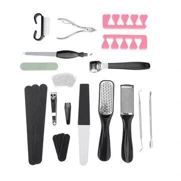 Generic 23PCS Portable Pedicure Kit Rasp Foot File Callus Remover Scraper Nail Care Tool