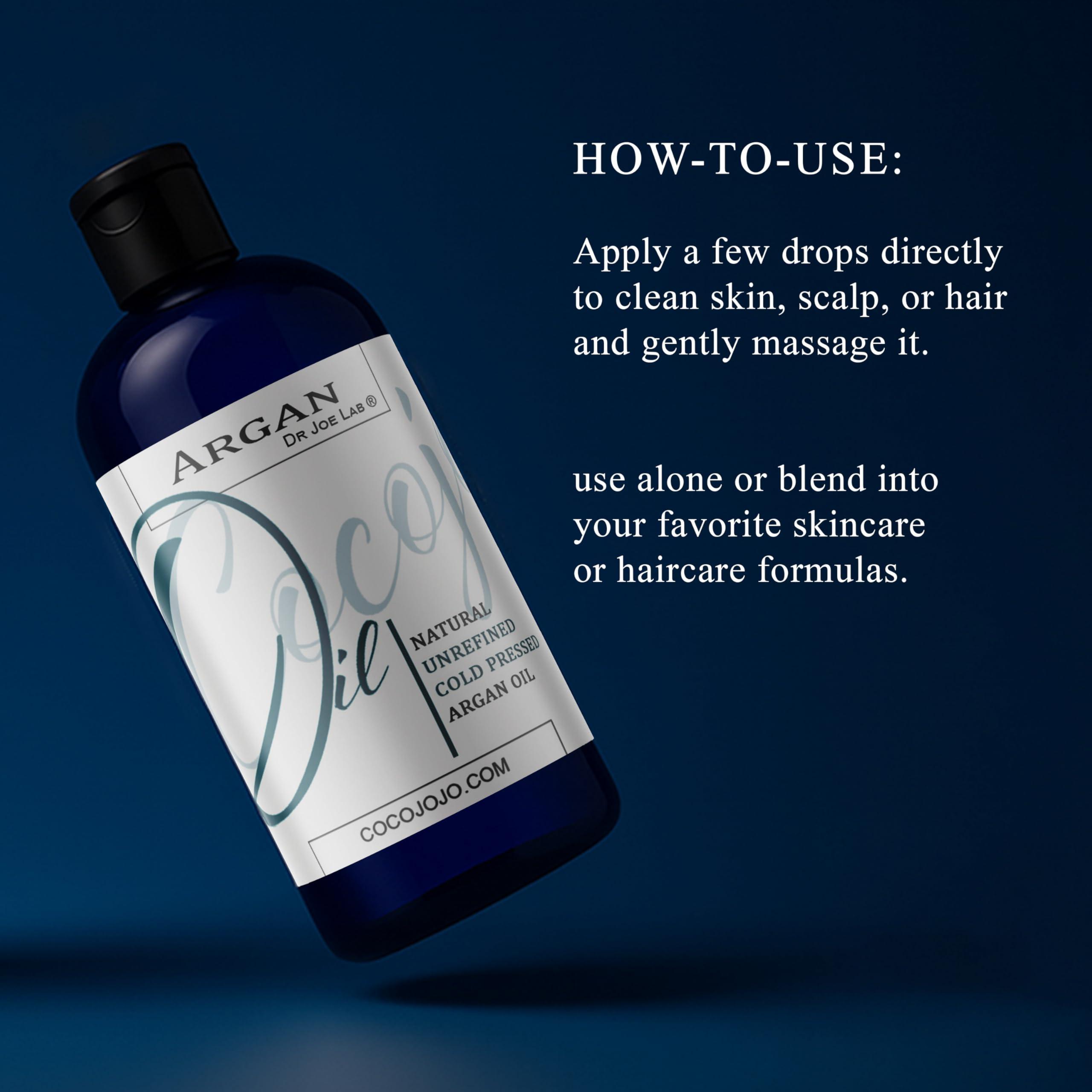 Dr Joe Lab Dr Joe Lab Argan Nut Oil 8 oz Pure Natural Moroccan Argon Nut Unrefined Cold Pressed Extra Virgin - for Hair Skin Body Nail and Beard - Moisturizing, Soothing, Hydrating, & Nourishing Marrakesh Oil