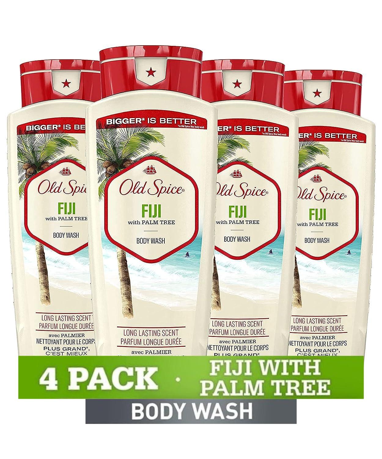 Old Spice Old Spice Body Wash for Men, 24/7 Shower Fresh with Long Lasting Scent, Fiji with Palm Tree Scent, 18 fl oz (Pack of 4)