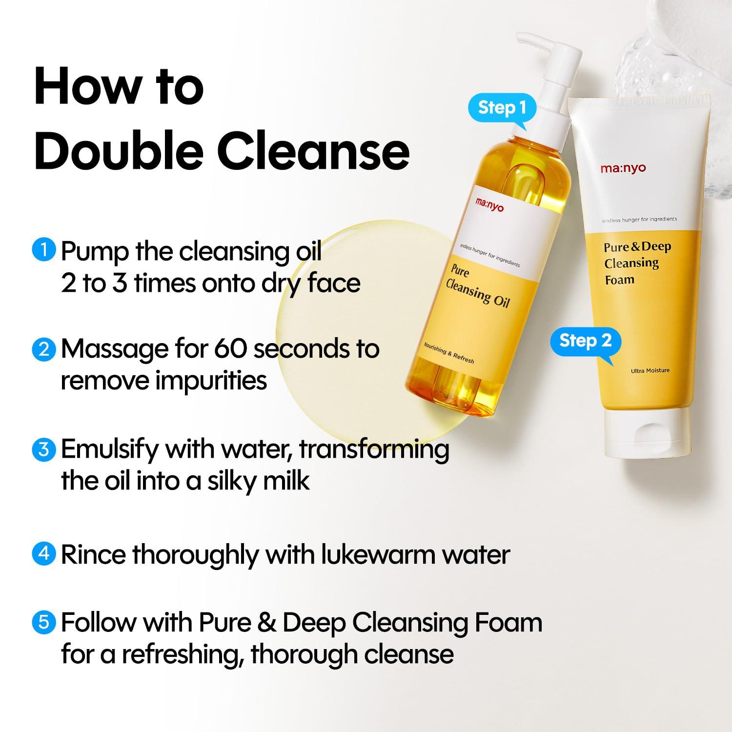 MA:NYO MANYO FACTORY Pure Cleansing Oil 6.7 fl oz (200ml) Korean Facial Cleanser, Blackhead Melting, Daily Makeup Removal with Argan Oil, for Women
